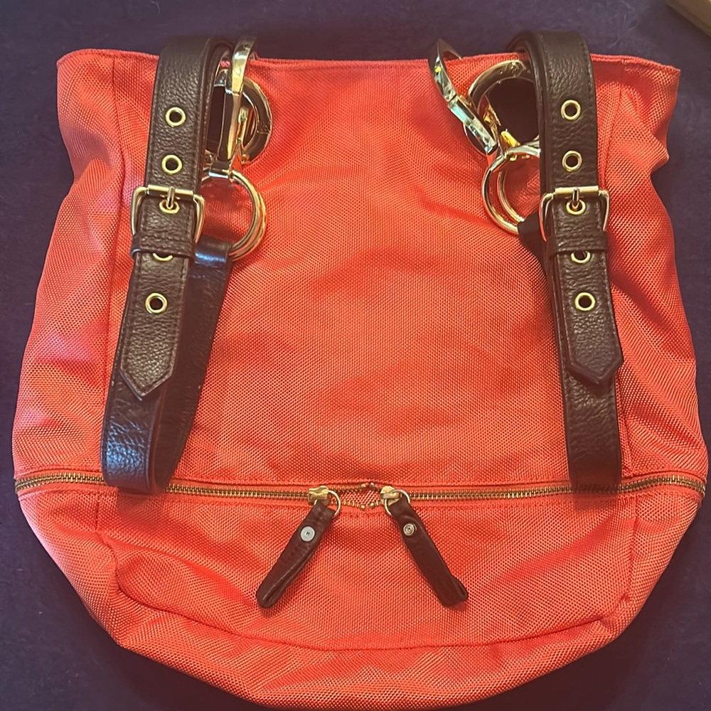 JPK Paris 75 Orange Tote Bag!  EUC Gorgeous heavy hardware!